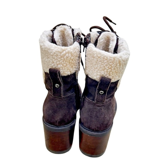 Marc Fisher Lansly Dark Brown suede lace up combat  Boots lug sole size 6.5 - Picture 6 of 10